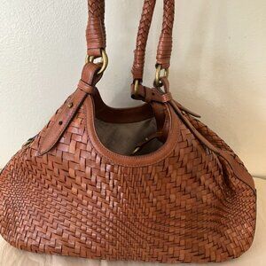 Cole Haan Cognac Tan Woven Leather bag